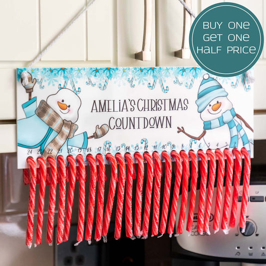 Personalised Advent Calendar For Candy Canes Snowman