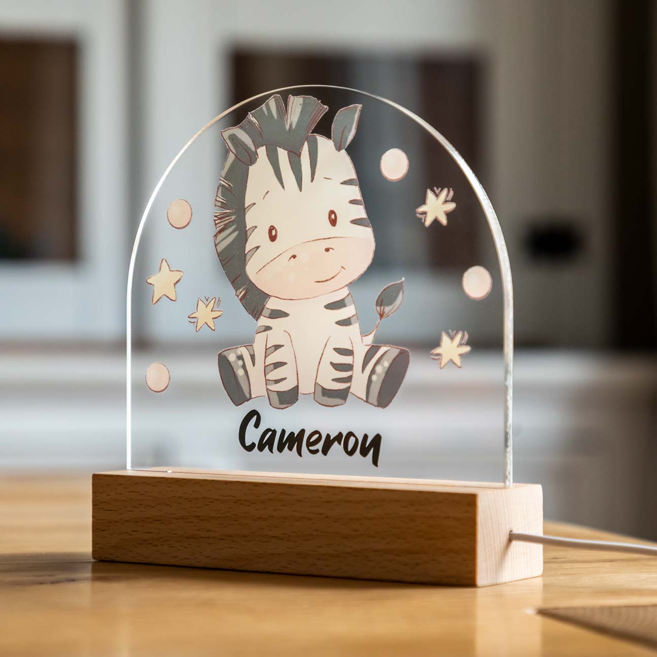 Personalised Zebra Night Light