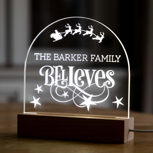 Personalised Family Believes Christmas Light Decoration