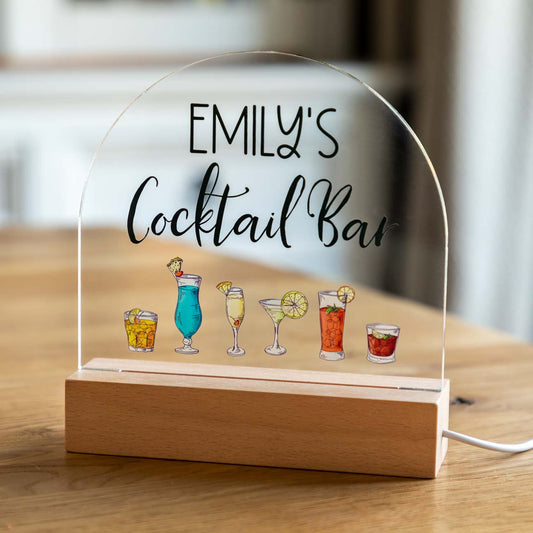 Personalised Cocktail Bar Light Sign
