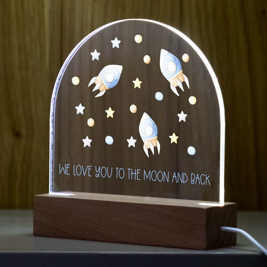 Personalised Space Rocket and Stars Night Light
