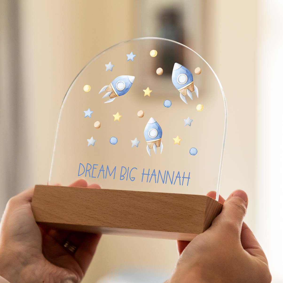 Personalised Space Rocket and Stars Night Light