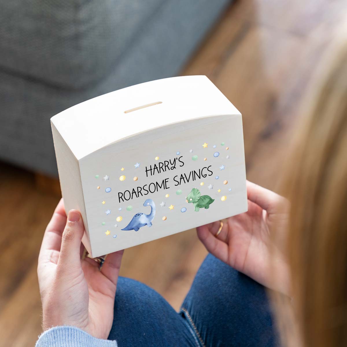 Personalised Roarsome Dinosaur Money Box – Little Bear Studios