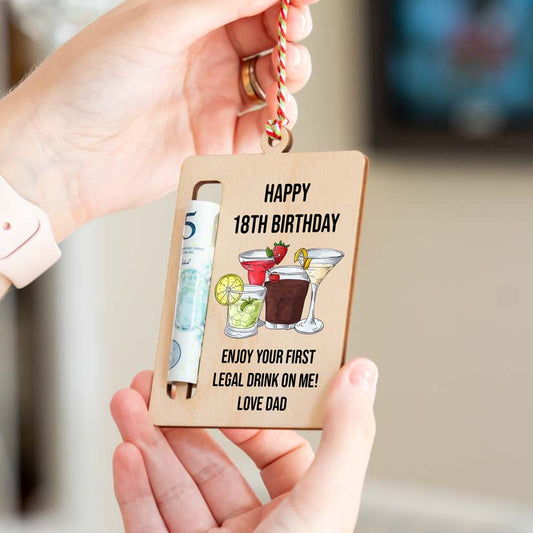 Personalised Happy 18th Birthday Cocktail Money Holder Gift