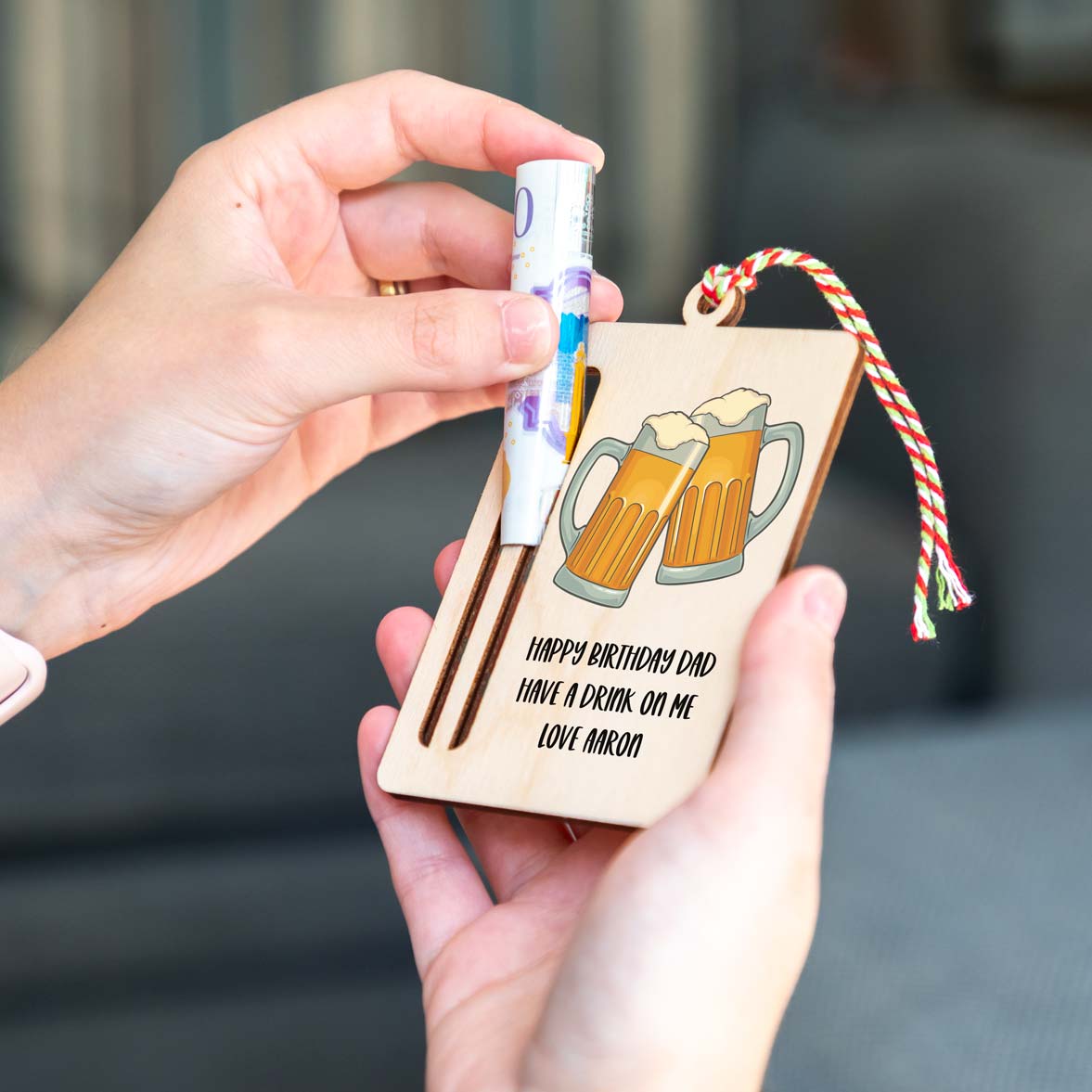 Personalised Enjoy A Pint On Me Money Holder Gift