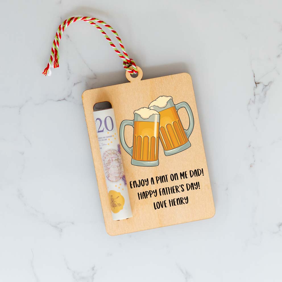 Personalised Enjoy A Pint On Me Money Holder Gift