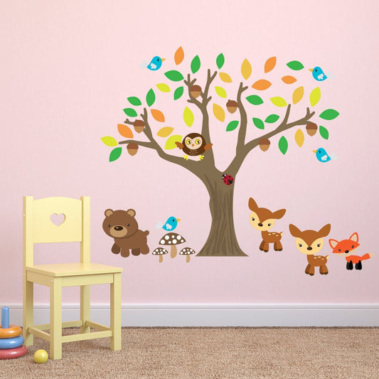 Autumn Tree With Animals Wall Sticker