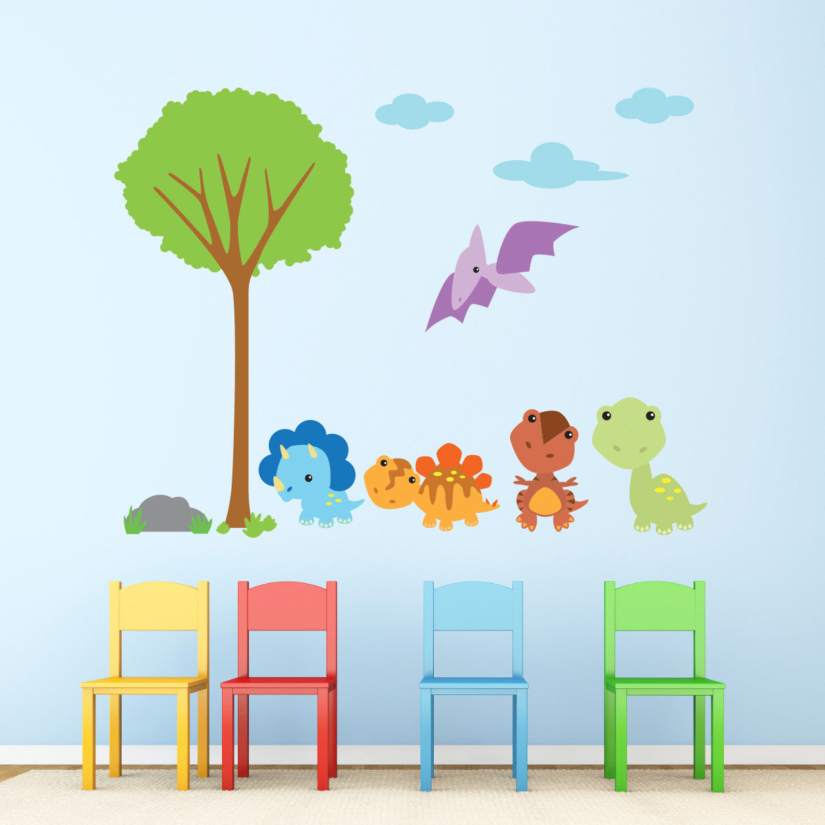 Baby Dinosaur Scene Wall Art Pack