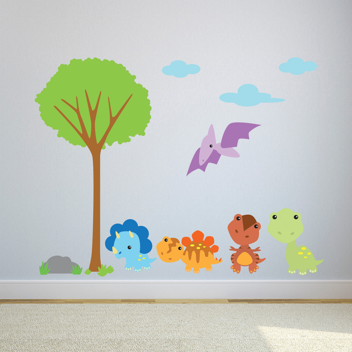 Baby Dinosaur Scene Wall Stickers Pack