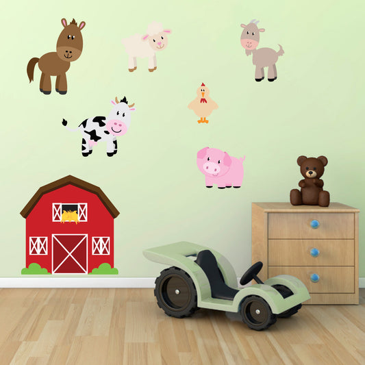 Barn With Farmyard Animal Wall Stickers