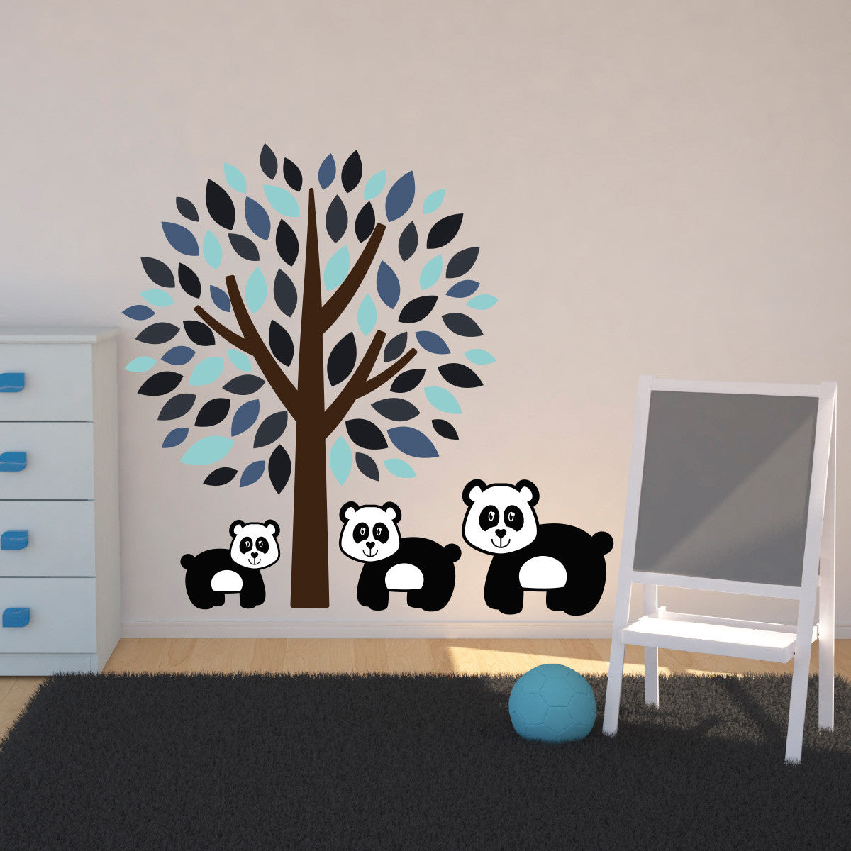 Blue Tree With Panda Wall Art