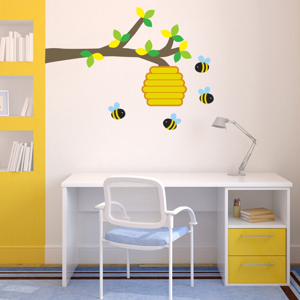 Branch With Bees and Hive Wall Art