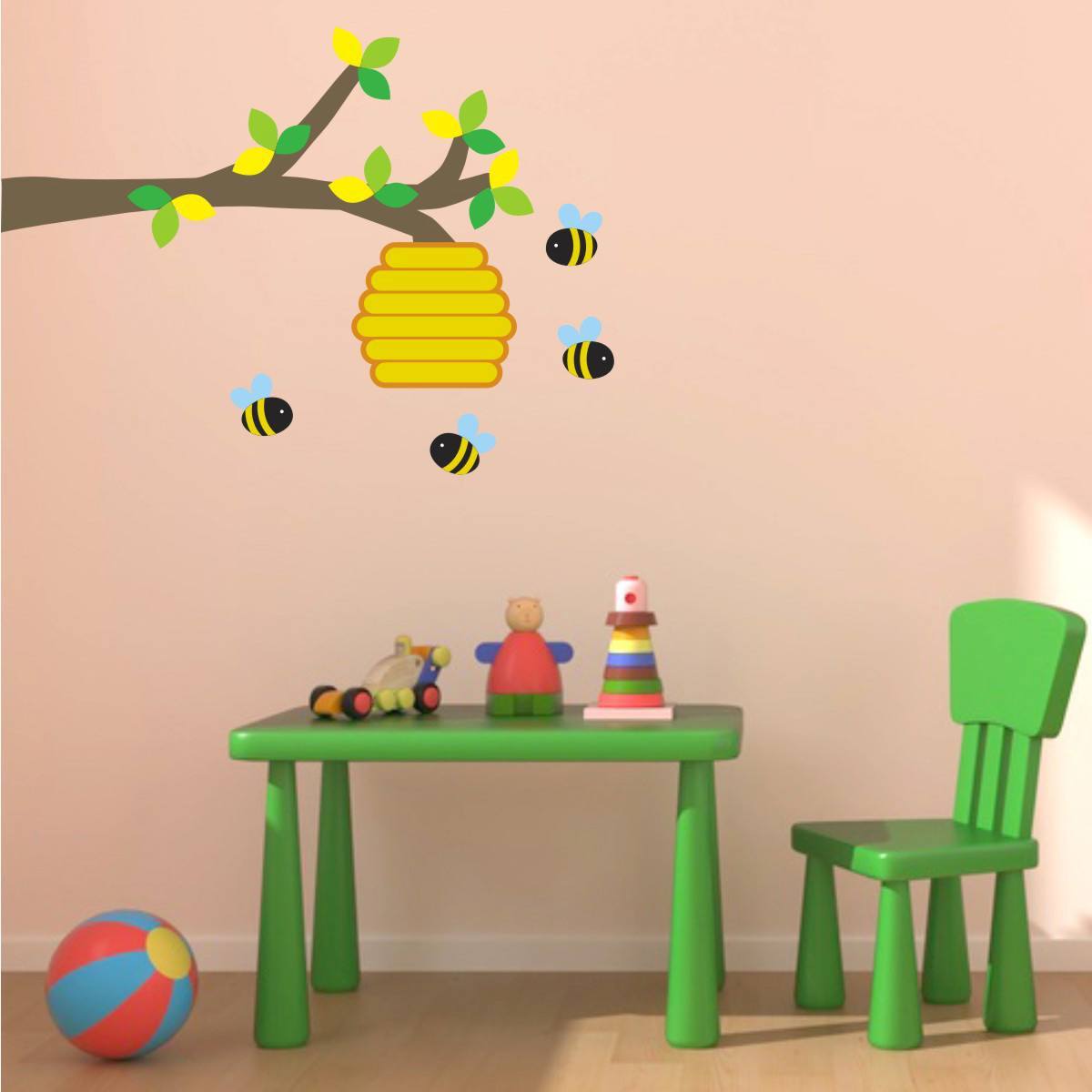 Branch With Bees and Hive Wall Decal