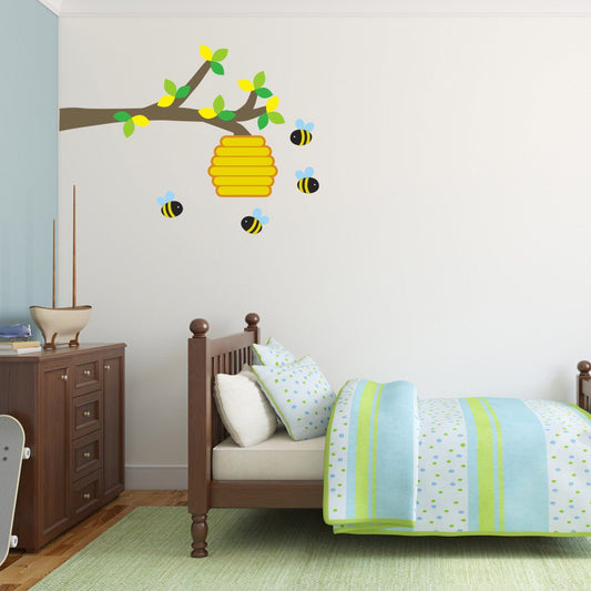 Branch With Bees and Hive Wall Sticker