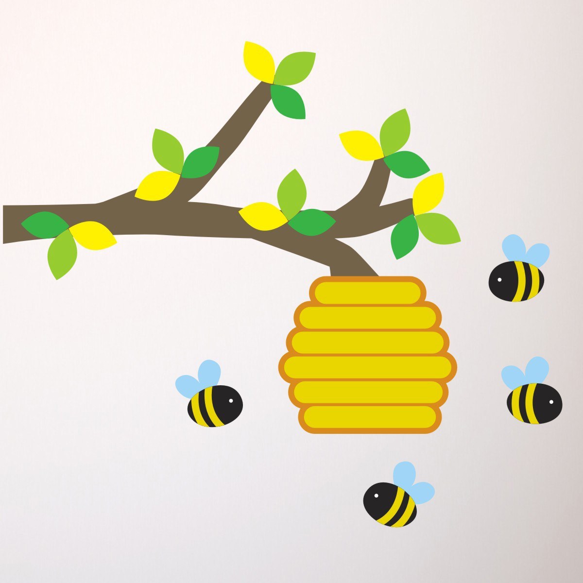 Branch With Bees and Hive Wall Transfer