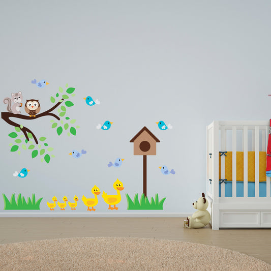 Ducks, Birds and Branch Wall Sticker