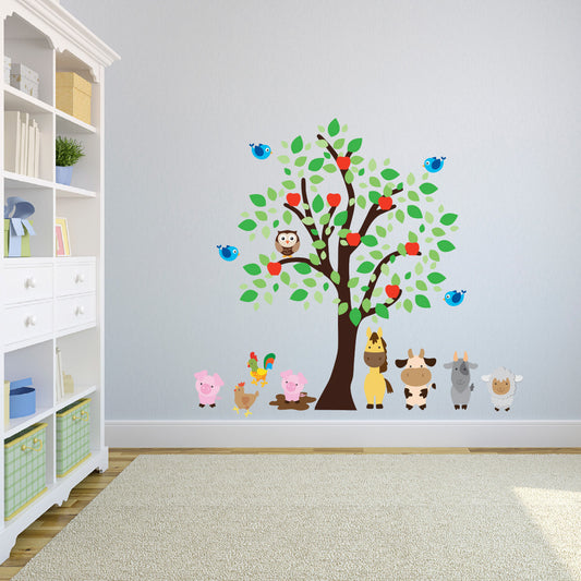 Farm Animals and Tree Wall Art