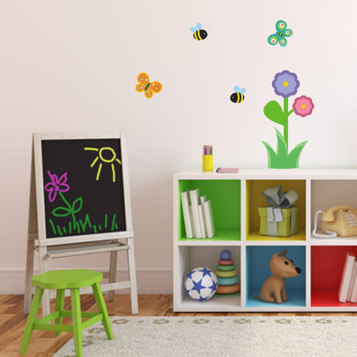 Flower With Bees and Butterflies Wall Art