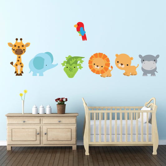 Jungle Animals and Parrot Wall Sticker