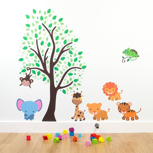 Jungle Animals With Tree Wall Sticker