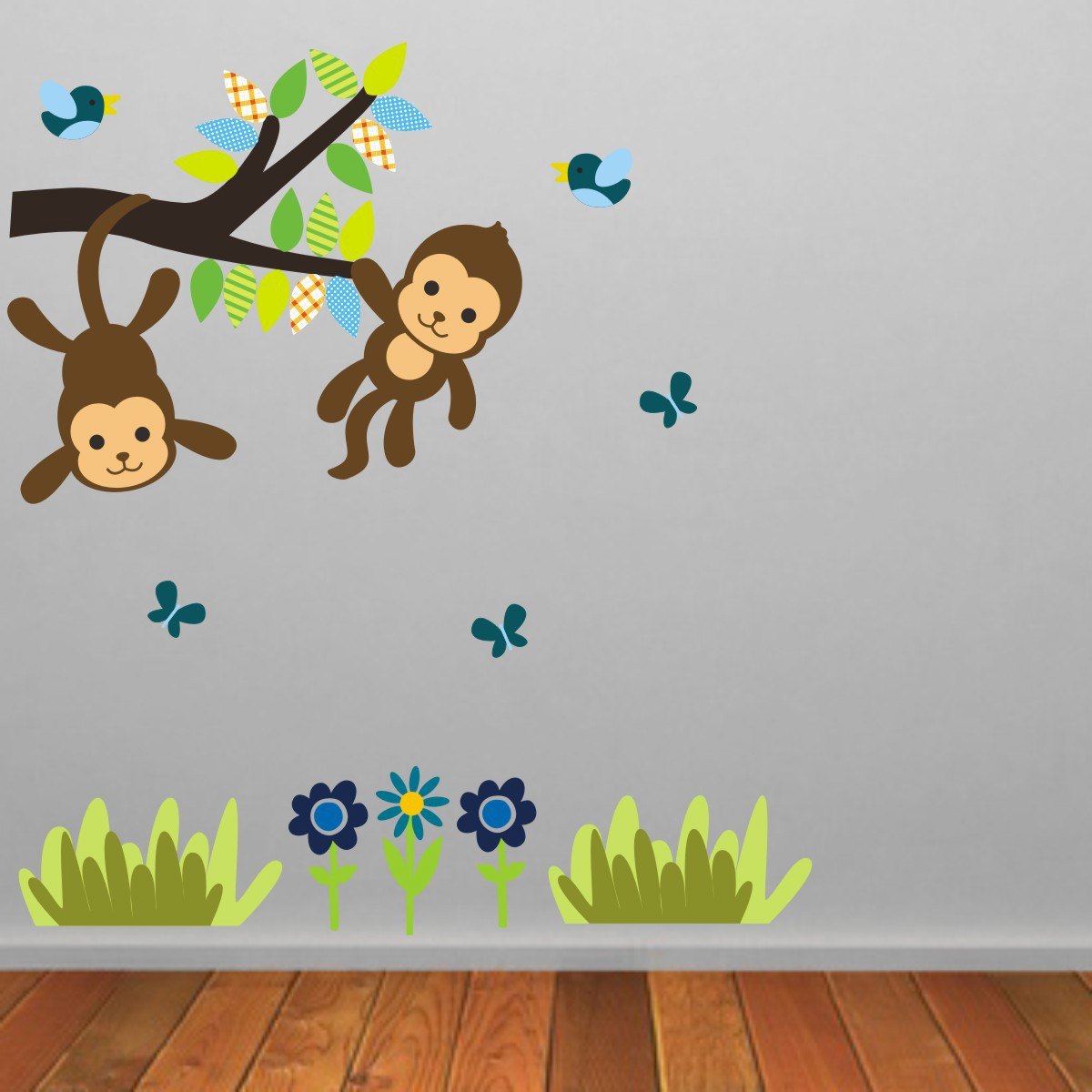 Monkeys On Branch Wall Decal