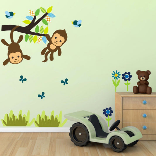 Monkeys On Branch Wall Sticker