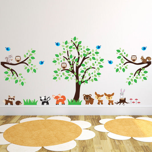 Nursery Forest Tree, Branches and Animals Wall Sticker