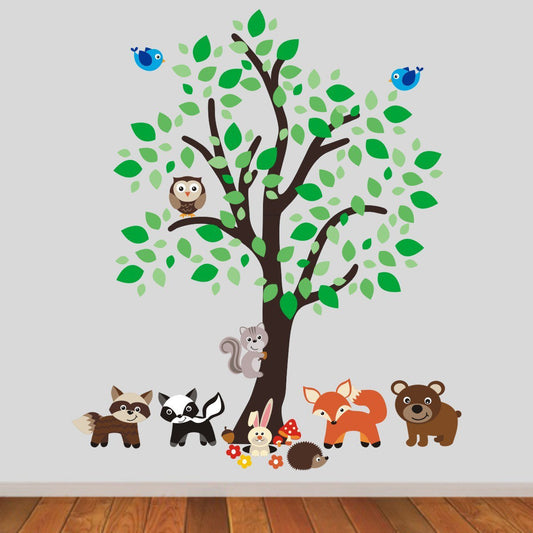 Nursery Tree With Woodland Animals Wall Sticker
