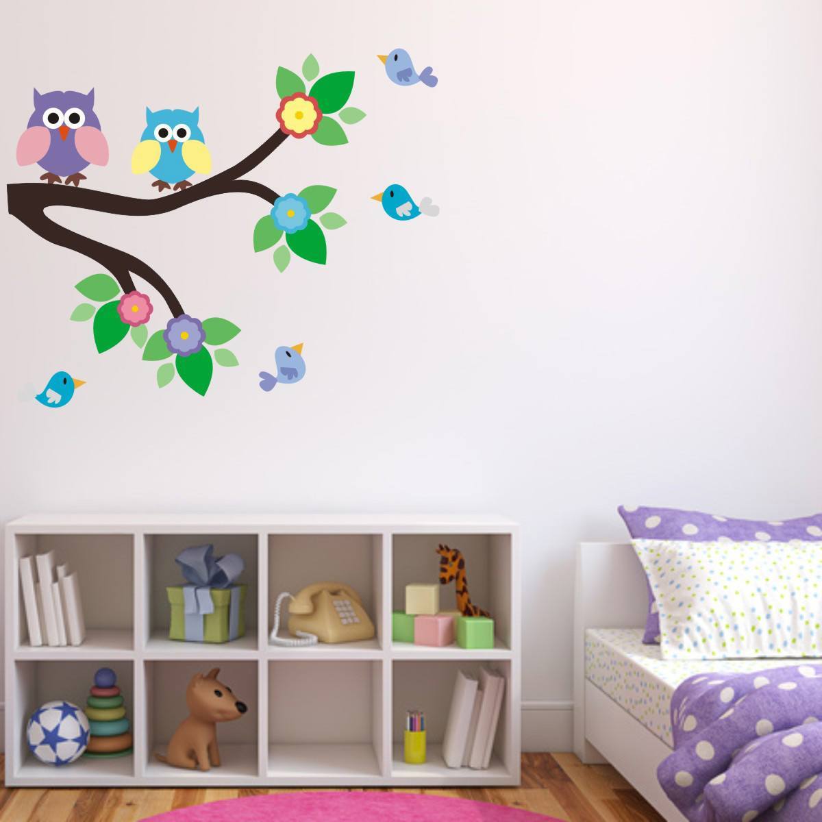 Owls On Branch Wall Art