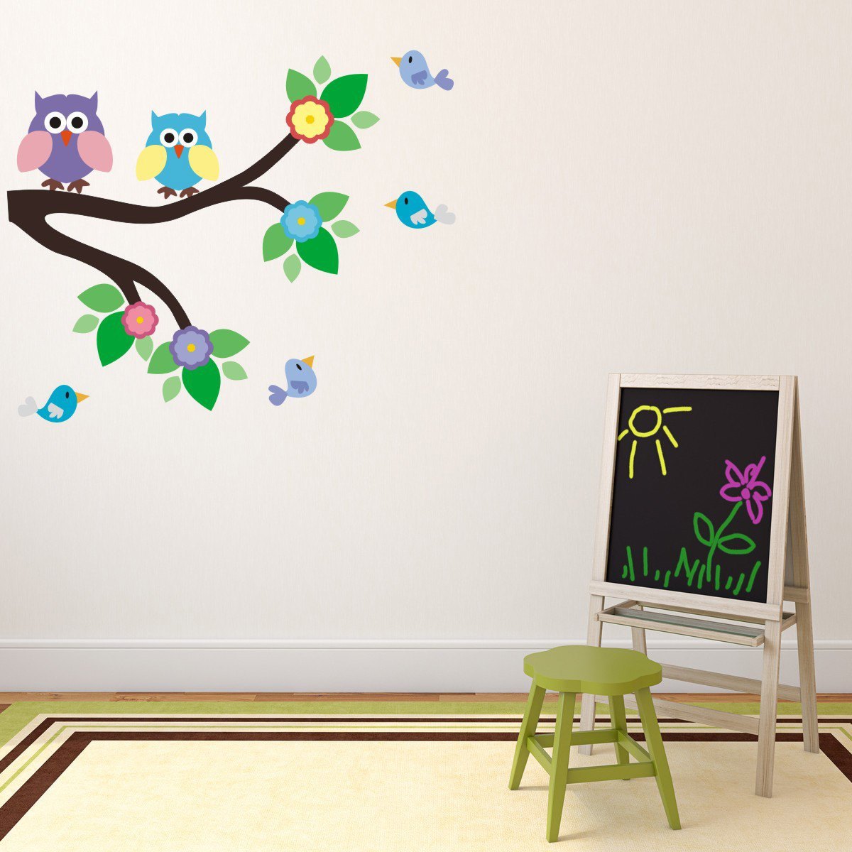 Owls On Branch Wall Decal