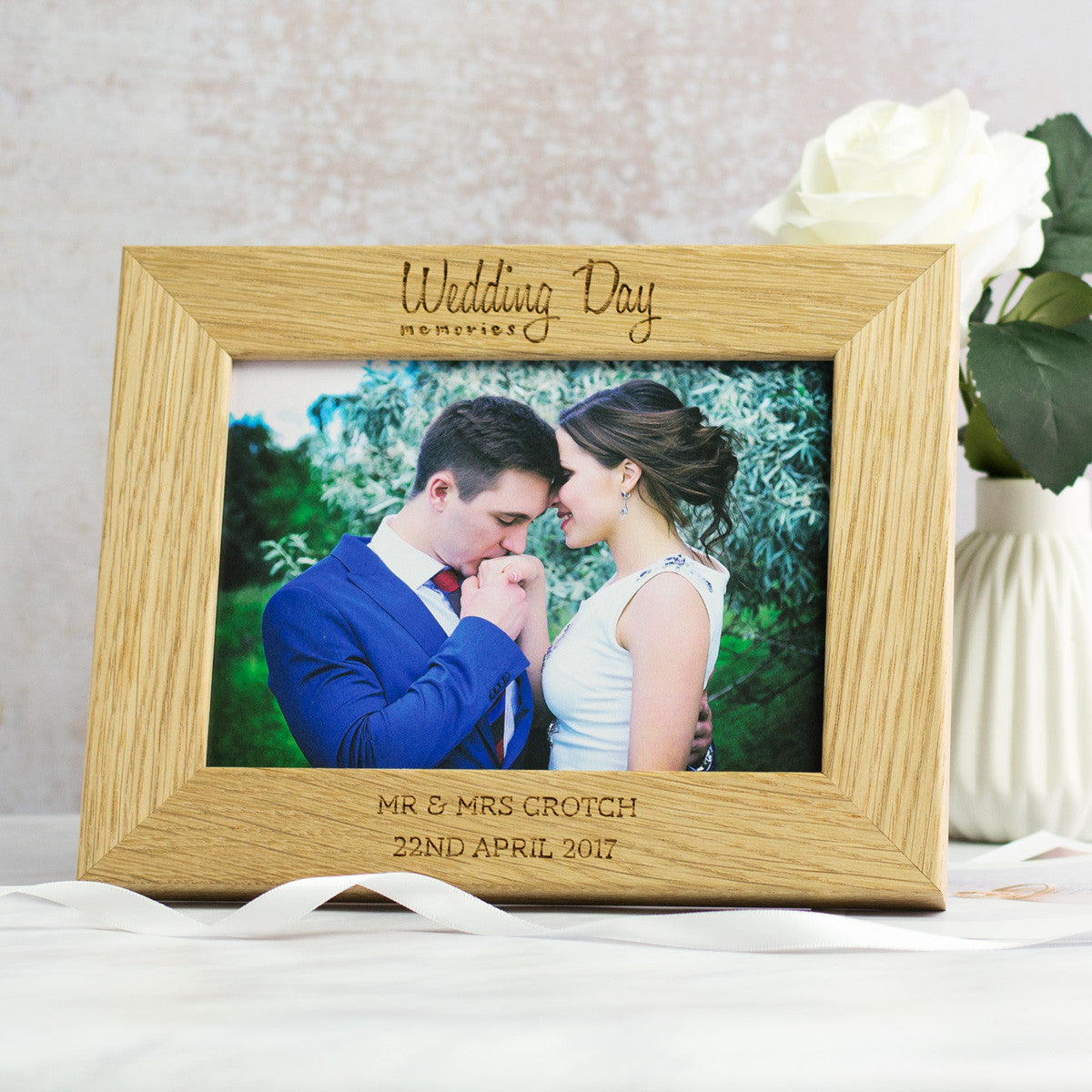 Personalised Wedding Photo Frame Oak