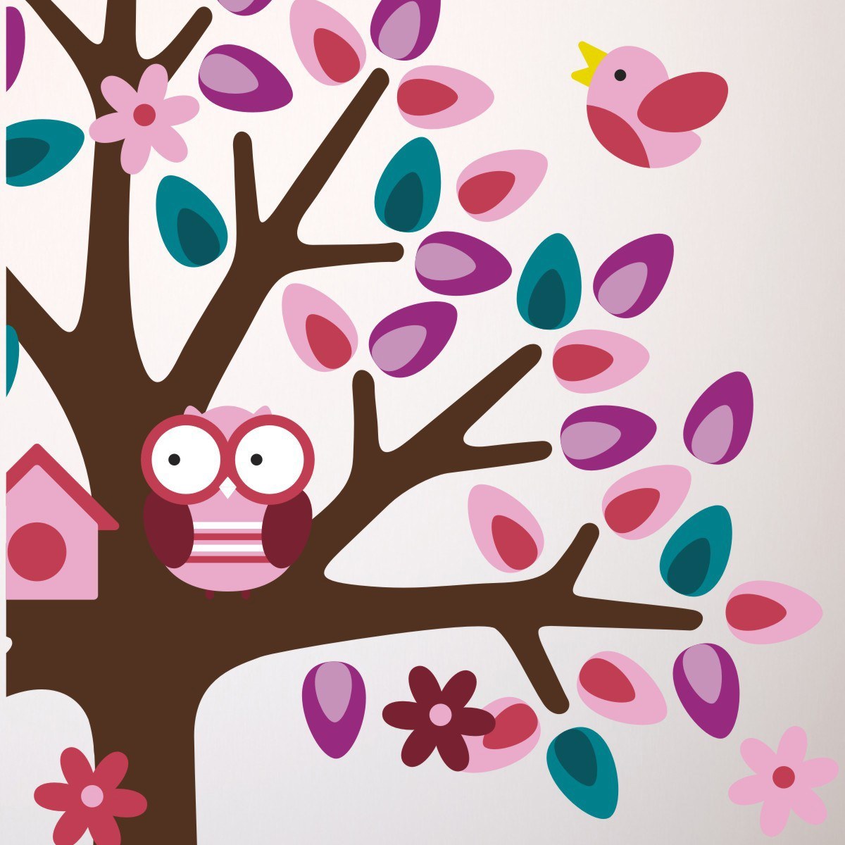 Pink Tree With Bunny Rabbit Wall Transfers