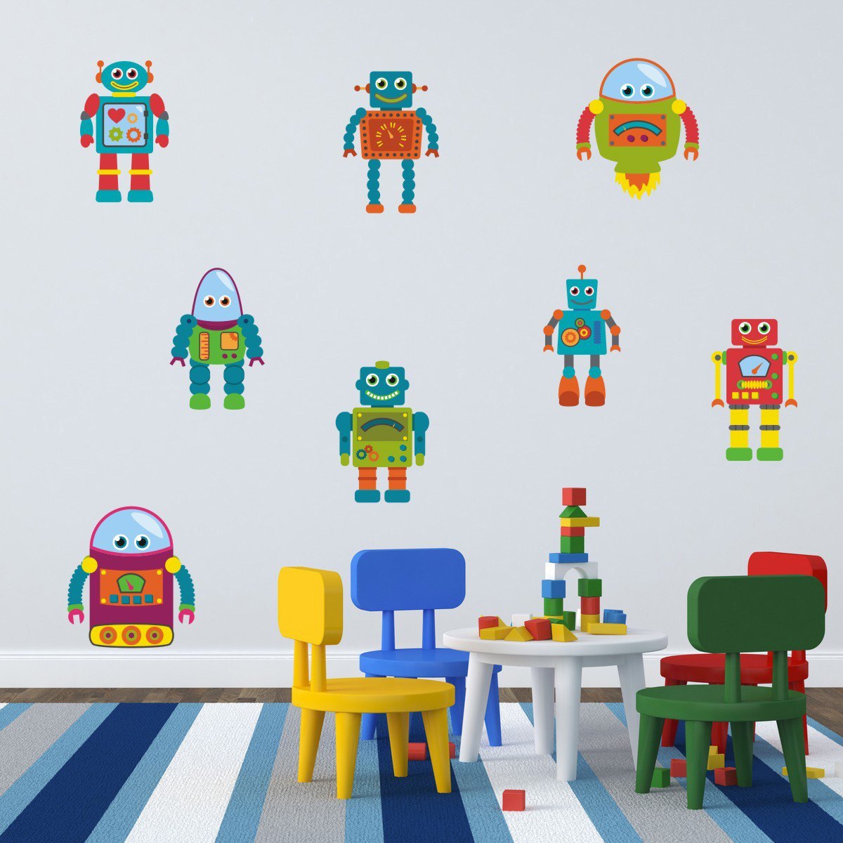 13 FUN ROBOT STICKERS CHILD KIDS VINYL DECAL STICKER BATH WALL LAPTOP WINDOW