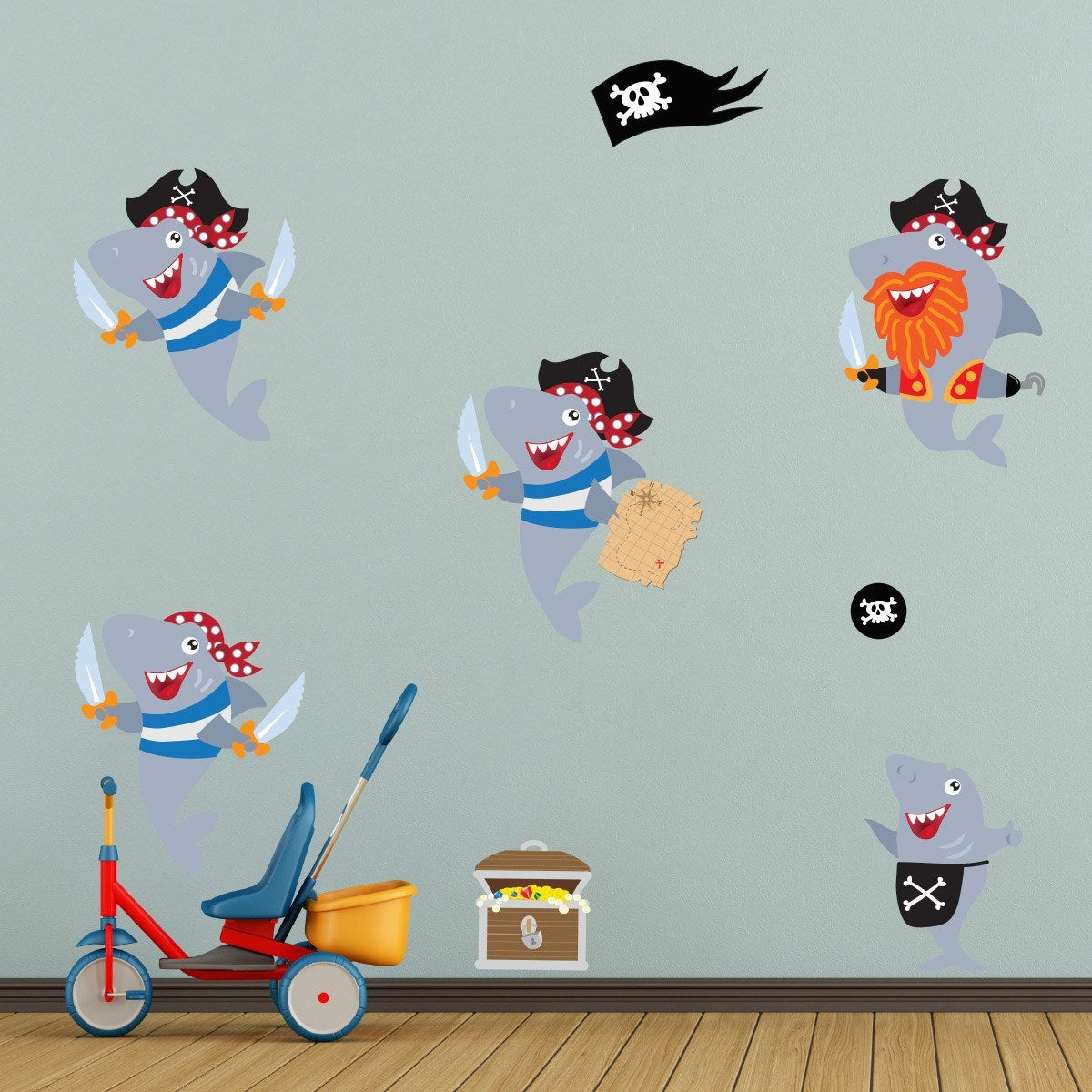 Shark Pirate Wall Decals