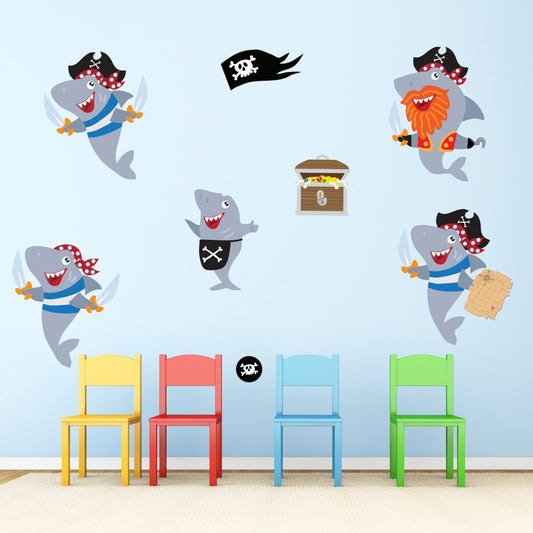 Shark Pirate Wall Stickers