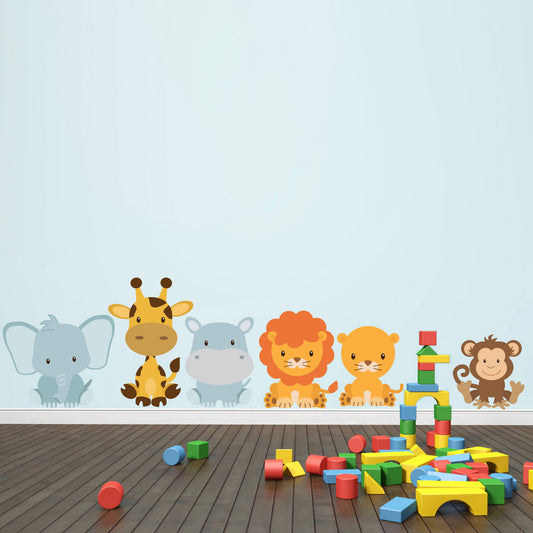 Sitting Safari Animal Wall Stickers Pack