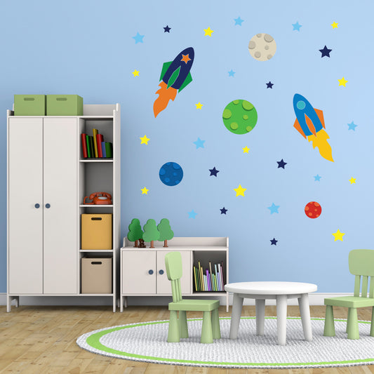 Space Rockets, Planets and Stars Wall Stickers