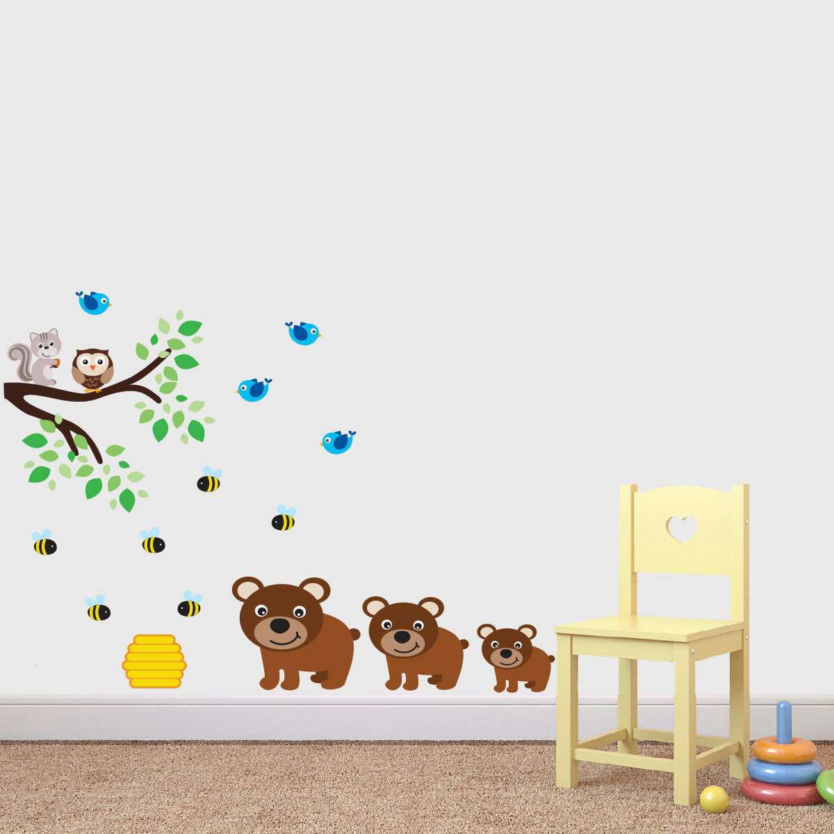 Three Bears With Branch Wall Art