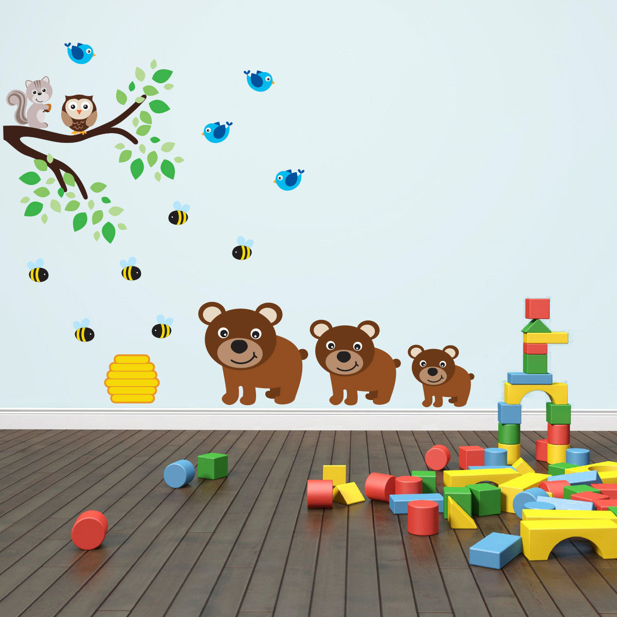 Three Bears With Branch Wall Decal