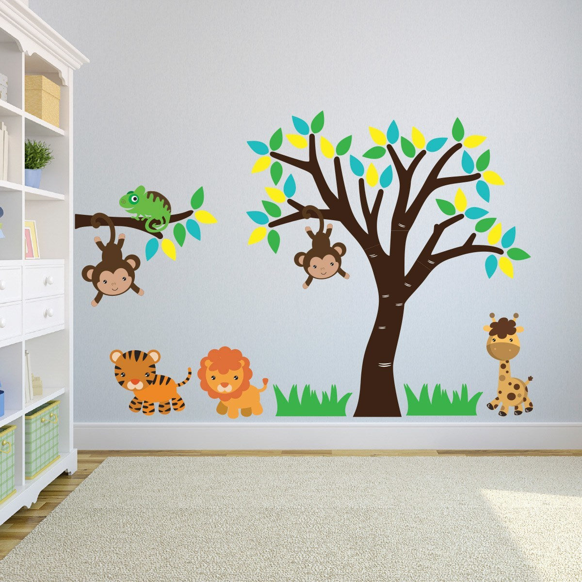 Tree and Branch With Jungle Animals Wall Decal