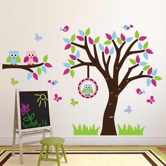 Tree and Branch With Owls Wall Sticker