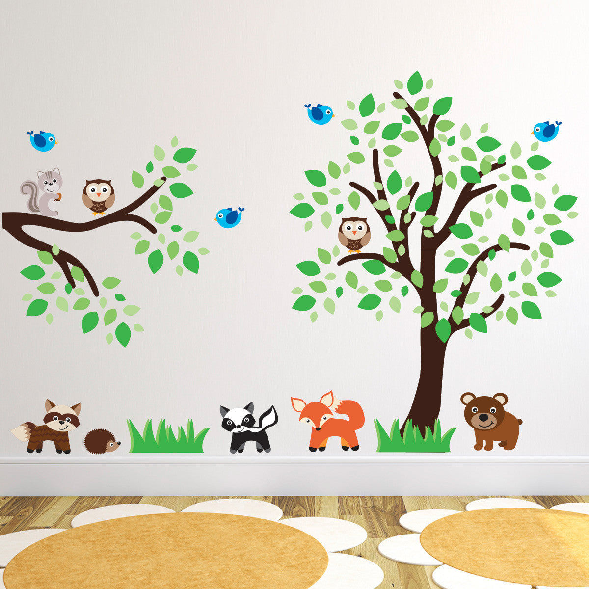 Tree and Branch With Woodland Animals Wall Art