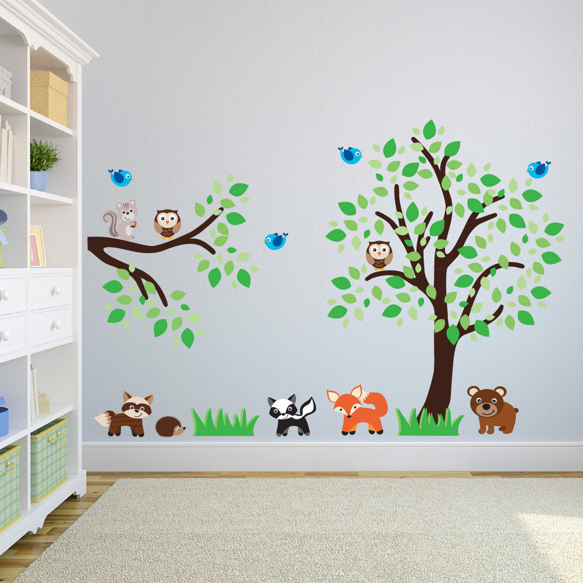 Tree and Branch With Woodland Animals Wall Decal