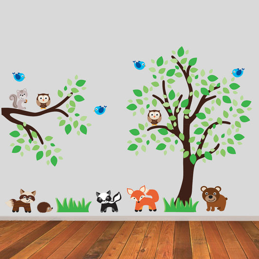 Tree and Branch With Woodland Animals Wall Sticker