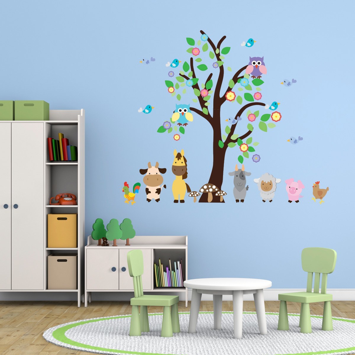 Tree With Farm Animals Wall Art