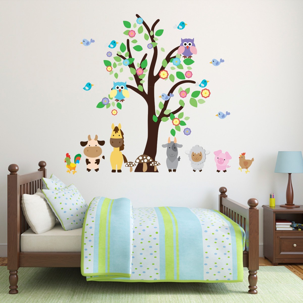 Tree With Farm Animals Wall Decals