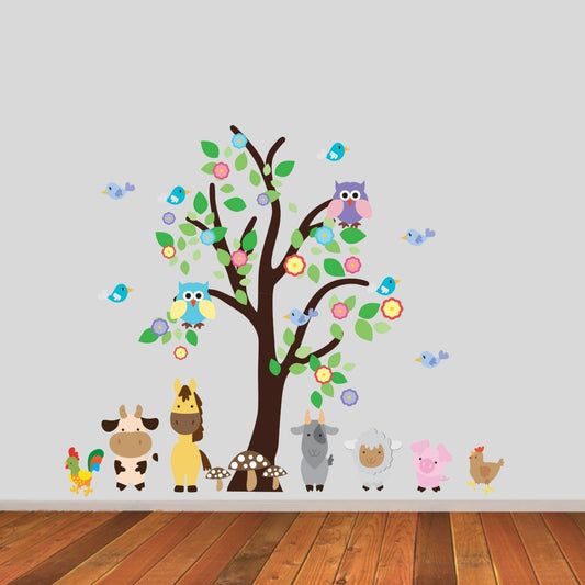 Tree With Farm Animals Wall Sticker