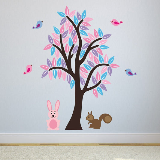 Tree With Rabbit, Squirrel and Birds Wall Sticker