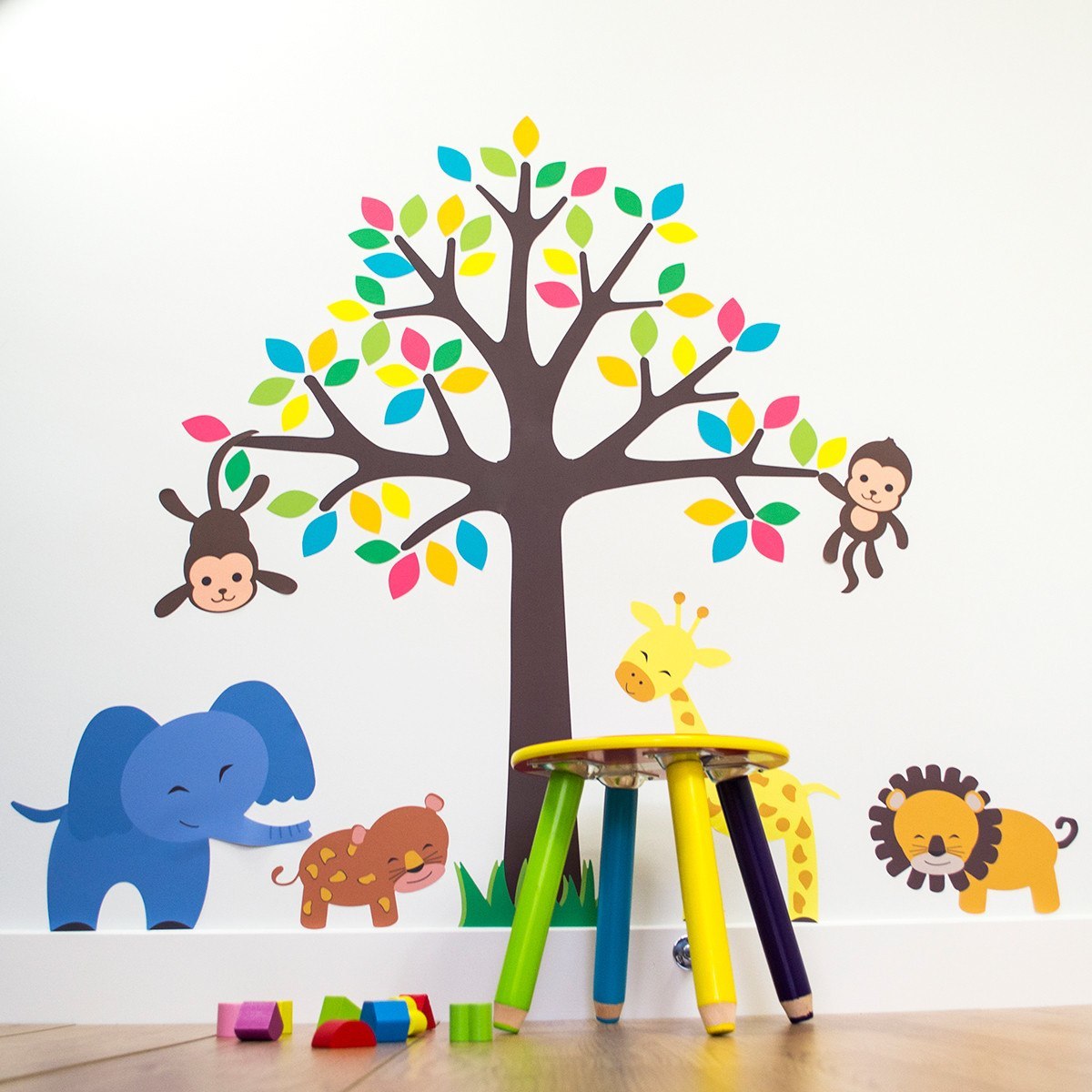 Tree With Safari Animals Wall Decals