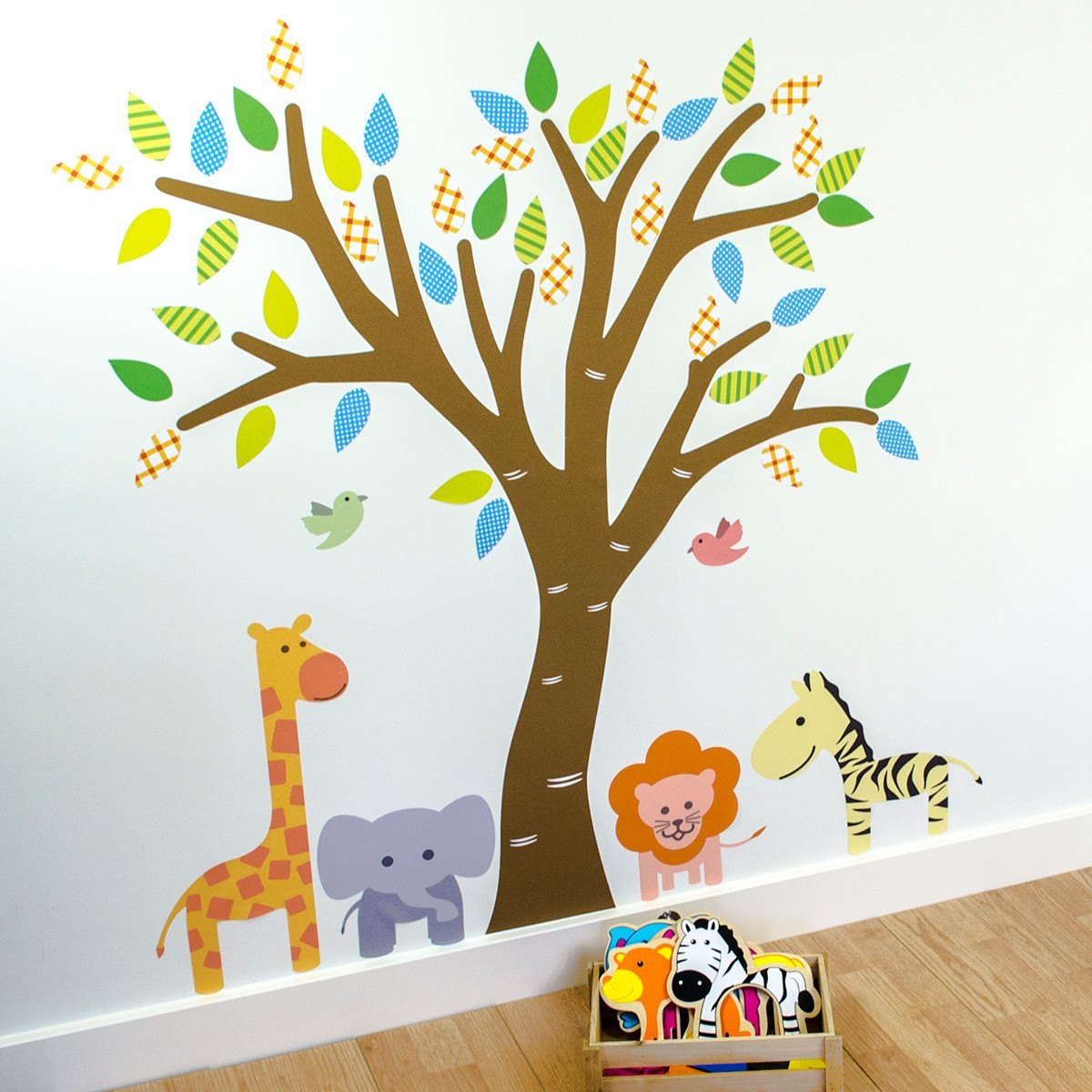 Tree With Safari Animals Wall Art